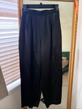 Vintage Paul Alexander Women's Black Cropped Wide-Leg Pants